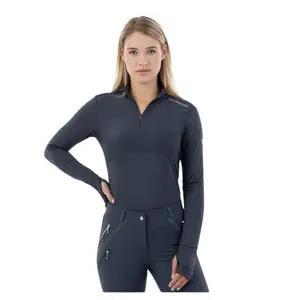 Camiseta de equitación 1/2 cremallera mujer BR Equitation Dewie image-0
