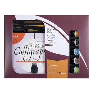 149b-calligraphy-kit-with-5-inks-4-nibs-1-wooden-penholder-1-brush-and-1-calligraphy-block-a5-brause-multicolour-one-size