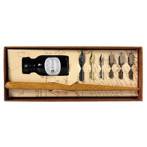 195b-kit-de-calligraphie-avec-1-porte-plume-en-bois-6-plumes-et-1-flacon-d-encre-de-calligraphie-brause-marron-17x6-5x4-4-cm