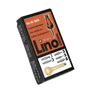 Kit de linograbado con 1 mango de madera, 5 gubias y 1 extractor de gubias Brause image-2