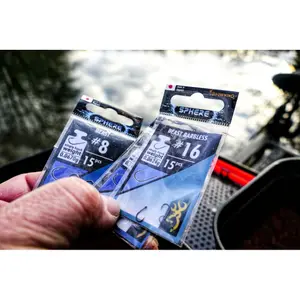 Conjunto de 15 anzóis sem barbela com espigão Browning Sphere Beasta image-1