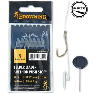 Lot de 8 pièces de bas de ligne montés Browning Feeder Leader Method Push Stop image-0