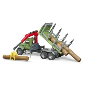 Auto Spiele - Forstwagen mit Lader und 3 Stämmen Bruder Mack image-1