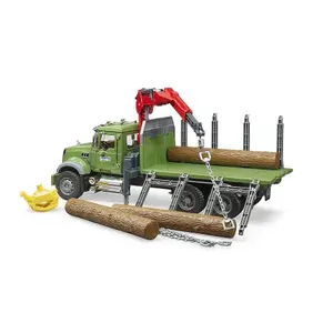Auto Spiele - Forstwagen mit Lader und 3 Stämmen Bruder Mack image-2