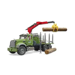 Auto Spiele - Forstwagen mit Lader und 3 Stämmen Bruder Mack image-3