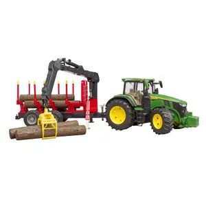 Auto spelletjes met bosbouw aanhangwagen Bruder John Deere 7R 350