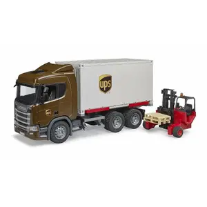 Jeux de voiture - Scania Super 560R UPS avec chariot élevateur Bruder