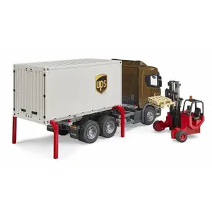 Jeux de voiture - Scania Super 560R UPS avec chariot élevateur Bruder image-2