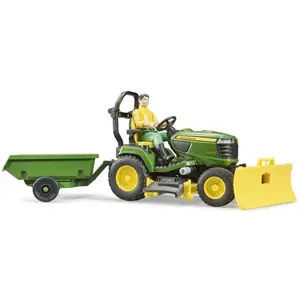 Car games - john deere lawn tractor with trailer and gardener Bruder image-0