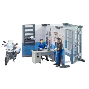 Figurine - Police station with police motorcycle Bruder image-0