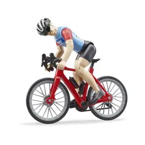 Cyclist figurine with road bike Bruder image-1
