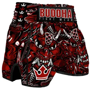 Short de boxe Thaï Buddha Fight Wear Retro Devil image-0