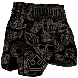Pantalón corto Muay Thai Buddha Fight Wear Retro Night Style image-0
