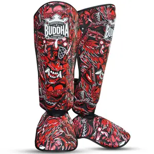 Thai boxing shin guards Buddha Fight Wear Demon image-0