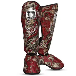 Espinilleras de boxeo tailandés Buddha Fight Wear Dragon image-0