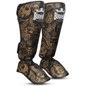Thaiboks scheenbeschermers Buddha Fight Wear Night Skull image-3
