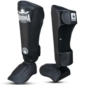 Supreme skinnebensbeskyttere i læder til thaiboksning Buddha Fight Wear Epic image-2