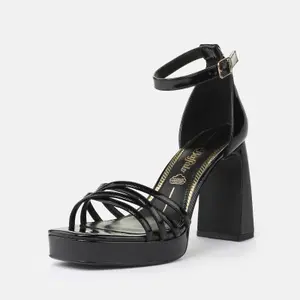 Sandalias de tacón veganas de charol para mujer Buffalo Alice Cross image-2