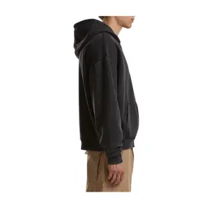 Tyk hættetrøje med lynlås, slidteffekt Build Your Brand Stonewash image-2