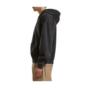 Tyk hættetrøje med lynlås, slidteffekt Build Your Brand Stonewash image-3