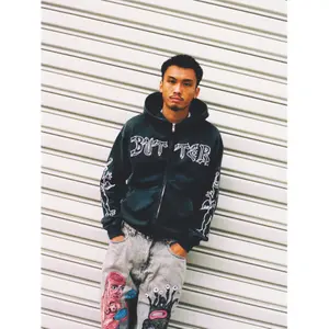Sweatshirt med huva och dragkedja Butter Goods Thirteen image-1