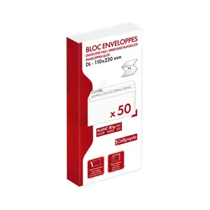 Bloc encollé d' enveloppes adhésives Calligraphe (x50) image-1