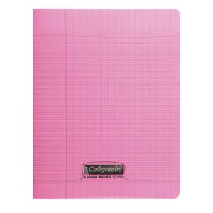 18121c-cahier-pique-96-pages-grands-carreaux-calligraphe-8000-polypro-rose-17x22-cm