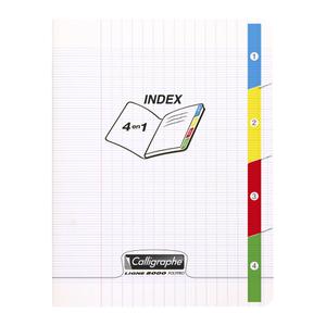 Cahier 4 index piqué 140 pages grands carreaux Calligraphe 8000 Polypro