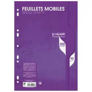 Movable film-wrapped sheet a4 200 perforated pages, small squares Calligraphe Ligne 7000 90g image-0