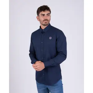 Langarmhemd unifarben Esprit Rugby mit Patch Camberabero image-1
