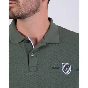 Langarm-Polo aus gemustertem Mesh Camberabero image-1