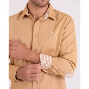 Textured Long Sleeve Shirt with Contrasting Elbows Camberabero image-1