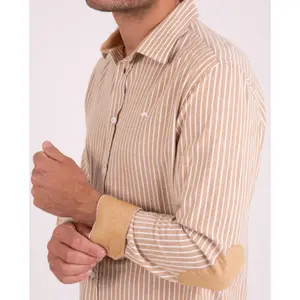 Textured Long Sleeve Shirt with Contrasting Elbows Camberabero image-1