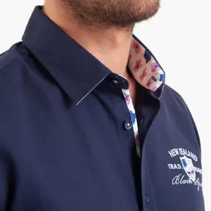 Koszula z długim rękawem z fantazyjnego materiału z kontrastowymi detalami Camberabero image-4