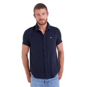 Camisa lisa em voile de algodão texturizado Camberabero image-0