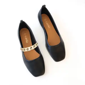 Ballerinas com tachas douradas creme mulher Camia image-2