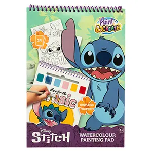 Sketchbook Coloring Book with Watercolours and Brush Canenco Disney Stitch image-1