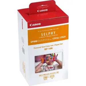 Pack of 3 ink cartridges for selphy cp + 108 sheets Canon RP-108