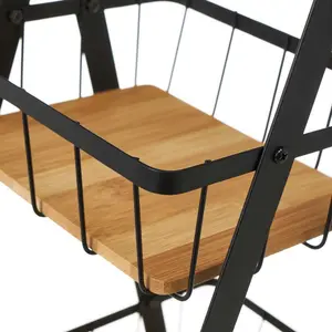 Double metal-bamboo storage basket Casa Selección image-1