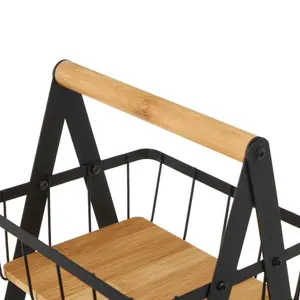 Double metal-bamboo storage basket Casa Selección image-2