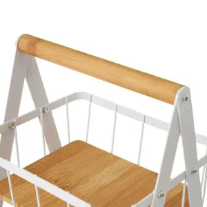 Double metal-bamboo storage basket Casa Selección image-2