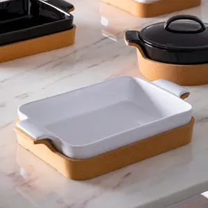 Rectangular baking dish with cork base Casafina image-1