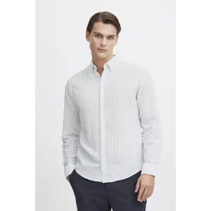 Camisa riscada de mangas longas em linho Casual Friday Anton BD image-1