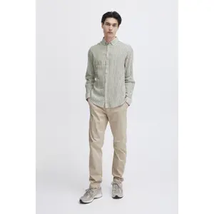 Camisa riscada de mangas longas em linho Casual Friday Anton BD image-3