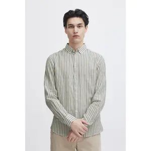 Camisa riscada de mangas longas em linho Casual Friday Anton BD image-1