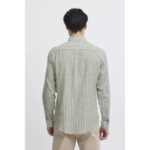 Camisa riscada de mangas longas em linho Casual Friday Anton BD image-5