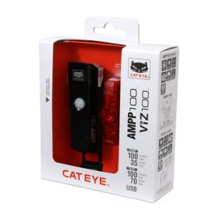front and rear bike lights Cateye Ampp 100 & Viz 100 image-1