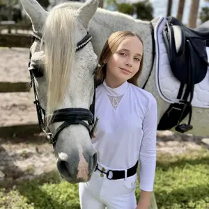 Girl's long-sleeved riding polo shirt Cavalliera Crystal Drop image-0