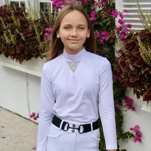 Girl's long-sleeved riding polo shirt Cavalliera Crystal Drop image-1