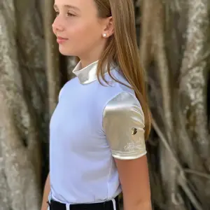 Riding polo shirt for girls Cavalliera Gilded image-0